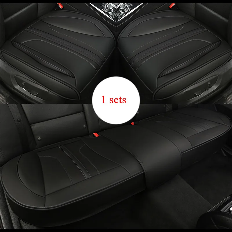 Ультра-роскошное одно сиденье без спинки PU старшее кожаное автомобильное сиденье защита автомобильные чехлы для большинства четырехдверных седанов и внедорожников - Название цвета: 1 sets black