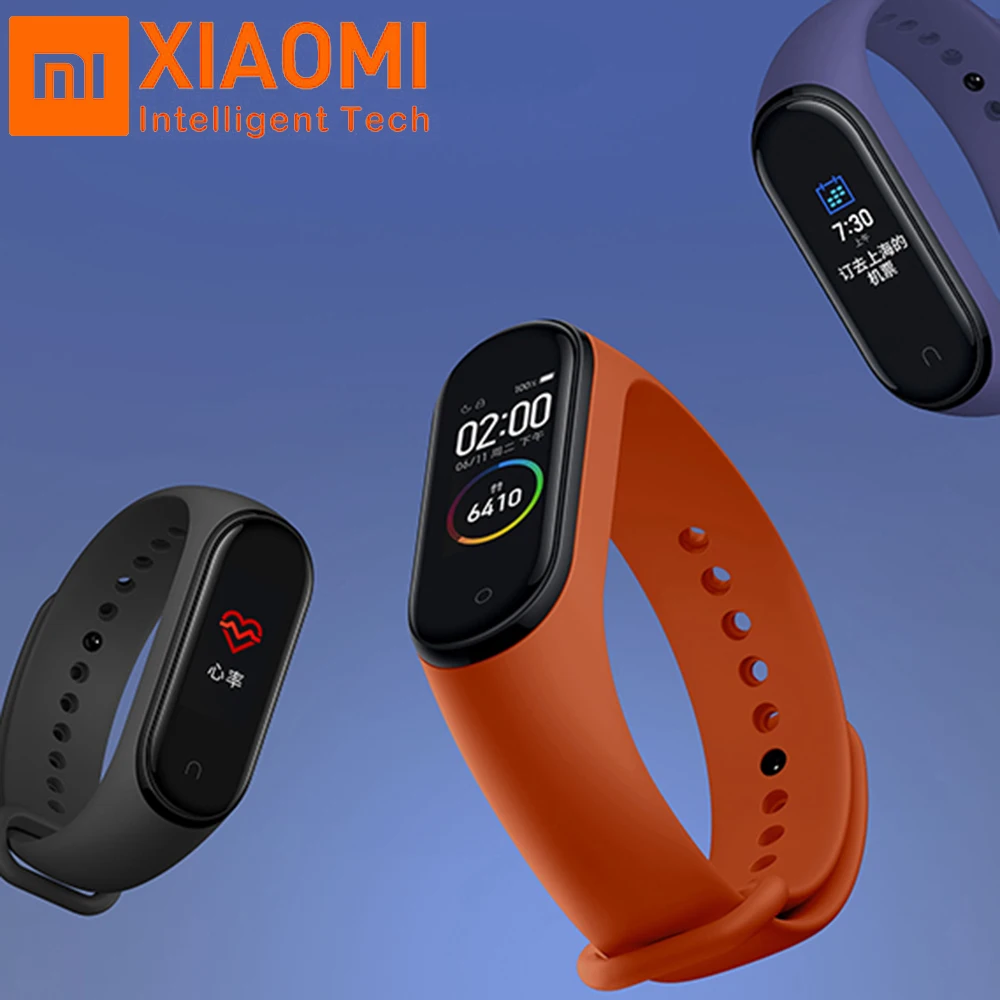 Оригинальные Смарт-часы Xiaomi Mi Band 4/Miband 3 Mp3 цветной экран 5ATM водонепроницаемый