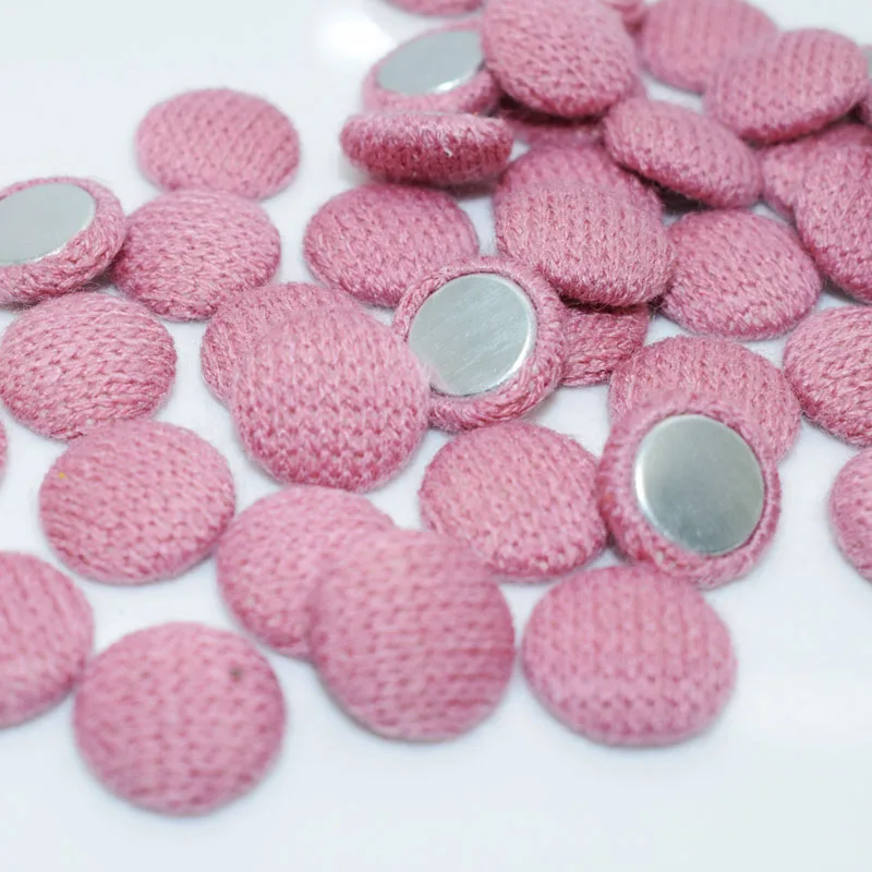 

50pcs 15mm Pink Color Round Covered Cloth Wool Covered Chunky Buttons Decorative Buttons DIY Decorative - Flat Backs EB021