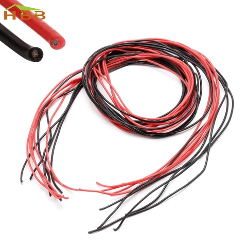 1Set 22AWG Gauge Wire Silicone Flexible Stranded V Copper Cables 5m For RC Black Red 046 title=