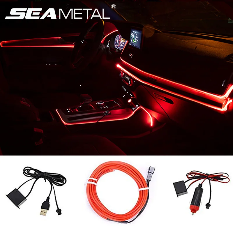 

Car LED Strip EL Wire Line Auto Interior Atmosphere Light Cars Flexible Neon Lights With 12V USB Cigarette Drive Car Accessorie