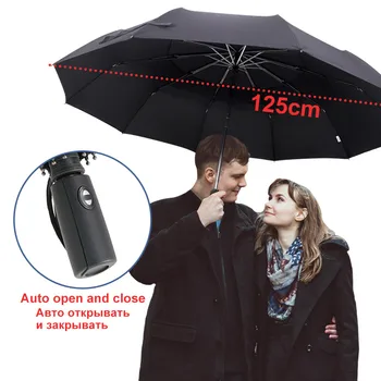 

125cm Umbrella Rain Women Large Automatic Double Layer Umbrella 3Folding Strong Windproof For Men Business High Quality Umbrella