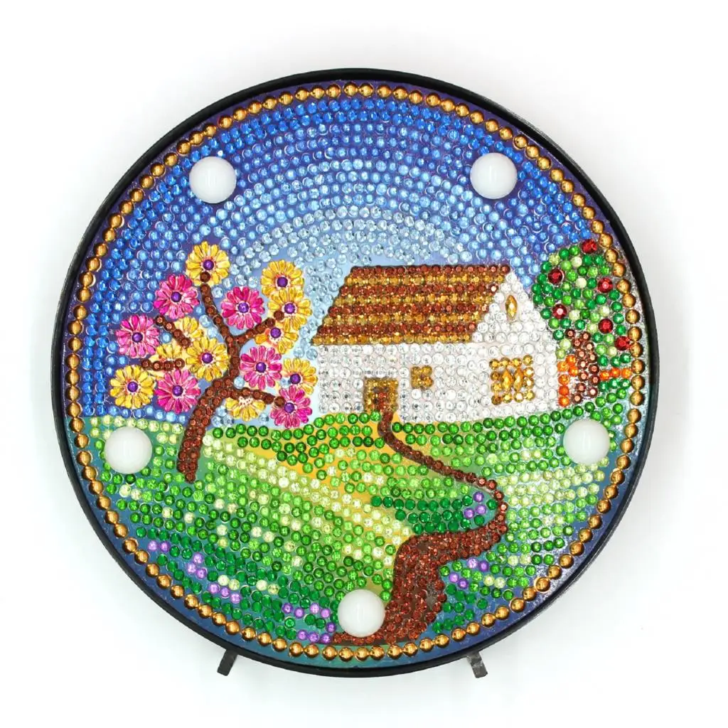 

Meian Round Shape Diy Led Diamond Painting Landscape Pattern Without Frame Carton Picture Custom Diamond Painting Light Lamp