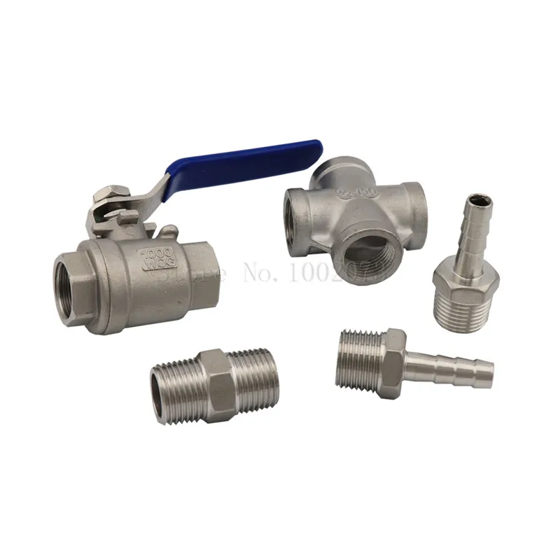 Stainless Ball Valve, Weldless Cooler Temperature Kit, Bi-metal Thermometer 3Face & 2Probe, 12 Hose Barb Homebrew Beer (2)