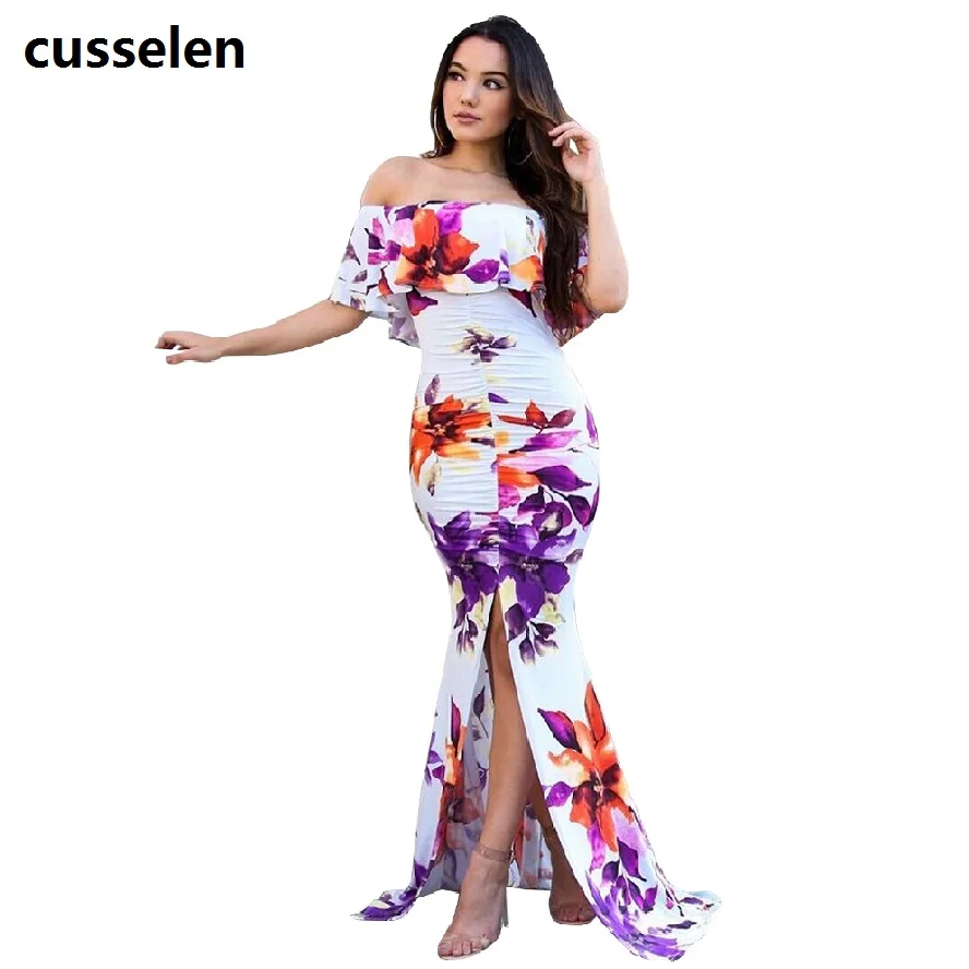 Sexy Long Maxi Dress XL Women Off Shoulder Dress Party Woman BOHO Evening Beach Sundress Mandarin Style Dresses designer clothes