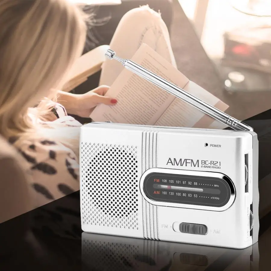 Портативный Универсальный AM/FM радиоприемник с телескопической антенной мини