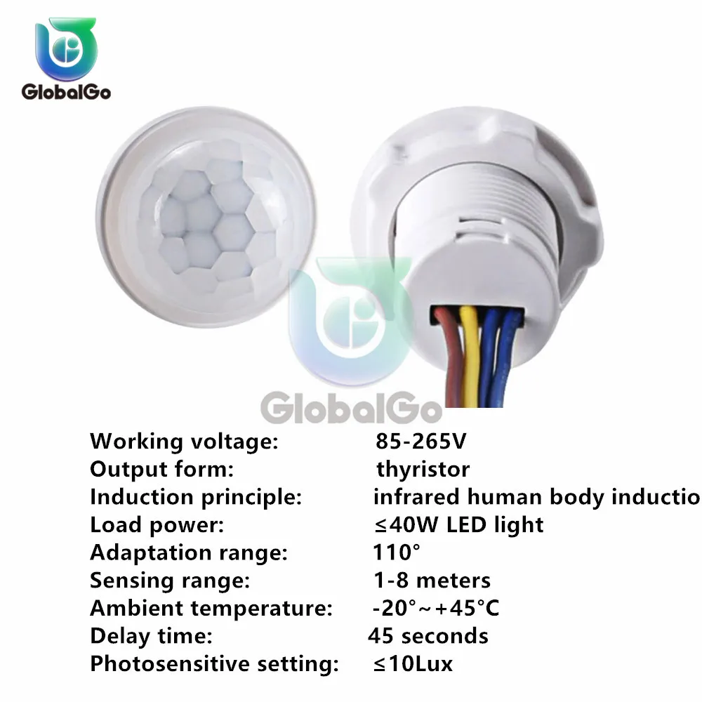 Mini PIR Sensor Detector Smart Switch 85V 220V LED PIR Infrared Motion Body Sensor Detection Automatic Sensor Light Switch