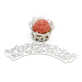 

HOT SALE Cake Decoration Supplies,50PC DIY Cupcake Wrappers Butterfly Lace Cup Cake (White)