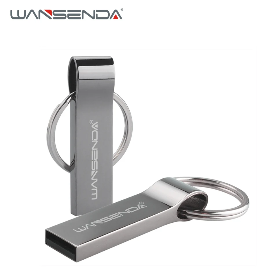 

Wansenda Metal stainless steel Usb Flash Drive 4GB 8GB 16GB 32GB 64GB Pen Drive USB2.0 pendrives Memory stick with key chain