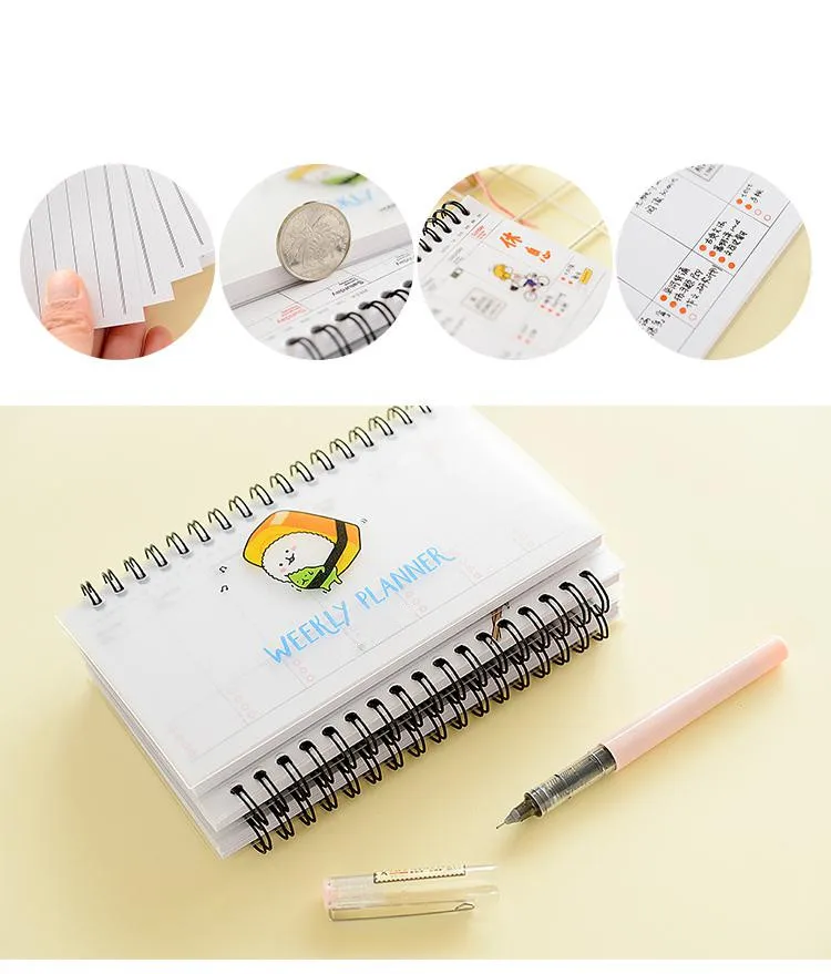 Kawaii Japan Sushi Weekly Plan 2017 Coil Transparent Notebook Diary Day Planner Agenda Schedule Organizer Office School Supplies14