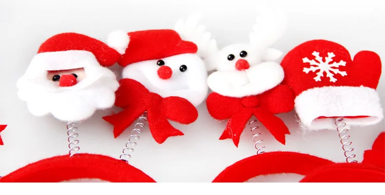 Высококачественная Милая Рождественская повязка на голову, Санта Снеговик олень, рождественские вечерние украшения, двойная повязка для волос, застежка, детский наголовный обруч