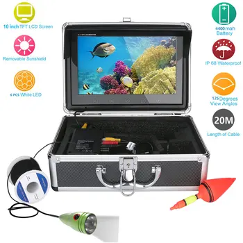 

Free Shipping! 10" Inch Color Monitor 20M 1000tvl Underwater Fishing Video Camera Kit 6 PCS LED Lights