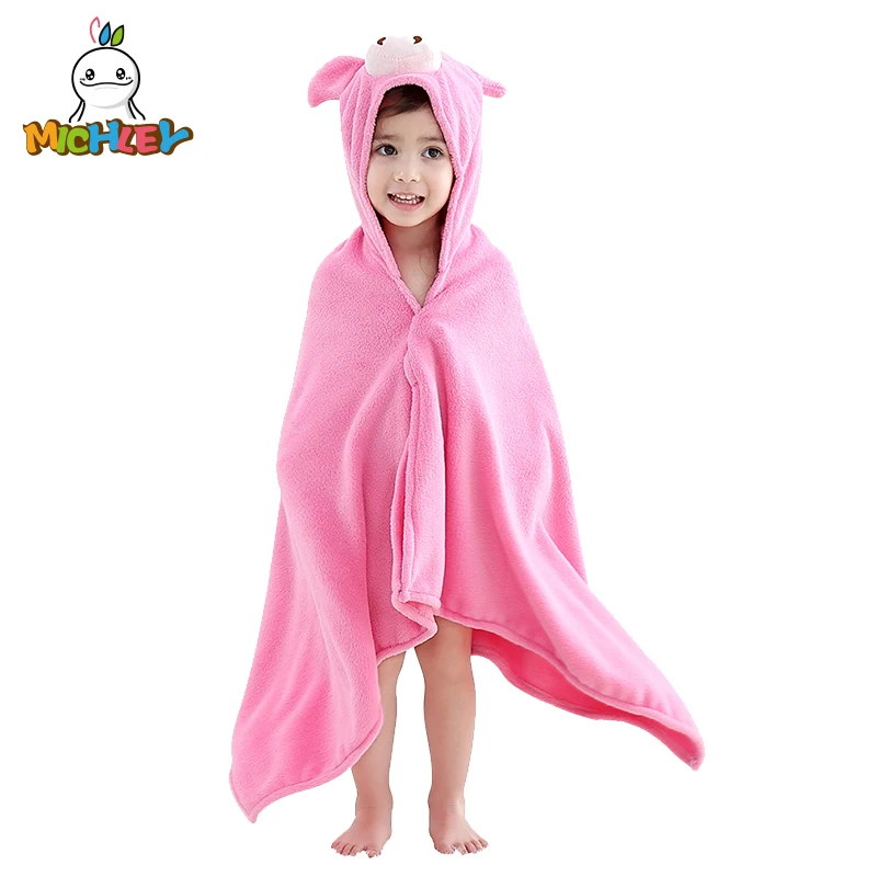 

MICHLEY 0-6 Kids Towel Spring Girl Cute Hooded Cartoon Towel Boy Beach Animal Cute Clothes Children Colorful Cotton Bathrobe WEG