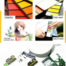 18 цветов пигмент набор красок сплошной акварелью с акварелью для рисования живопись воды цвета складной костюм(розовый