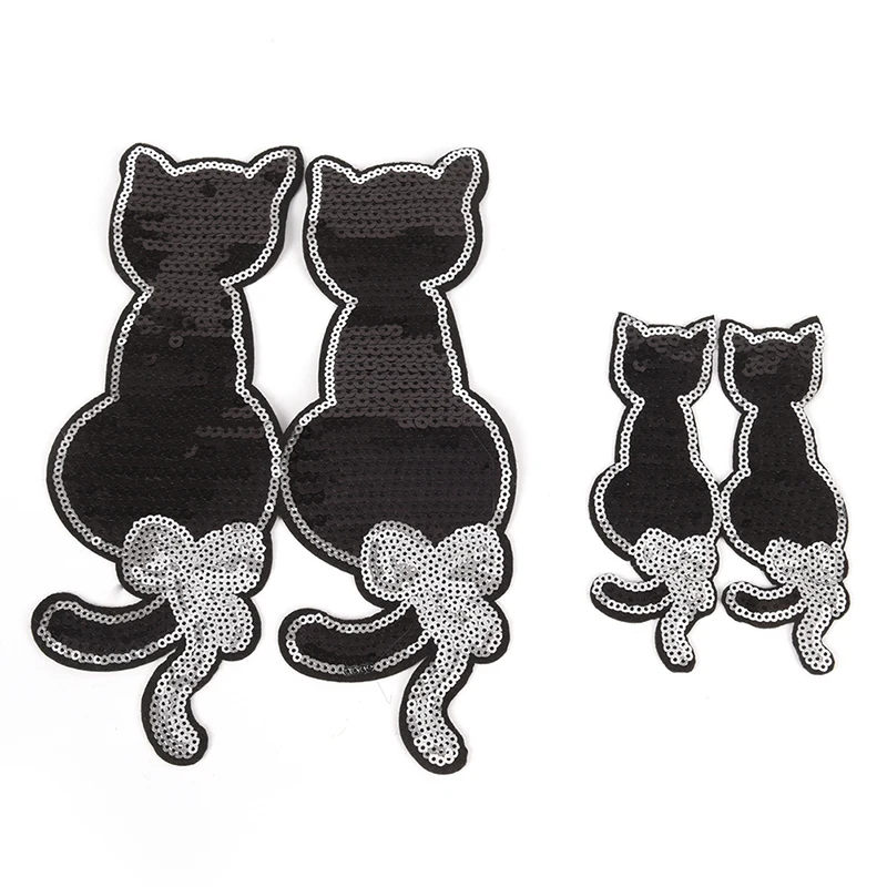 cat reversible sequined sew on patches for clothes diy sweater coat applique X