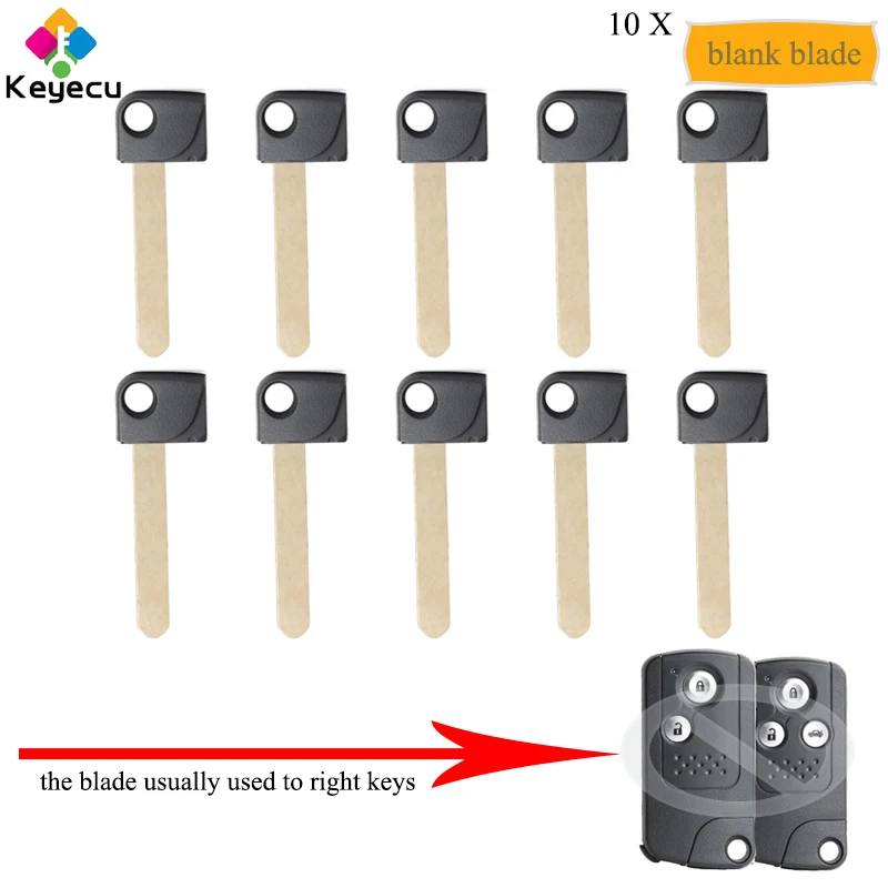 

KEYECU 10PCS/Lot Smart Prox Remote Car Key Emergency Insert Blank Blade - FOB for Honda Accord 2008-2013, CR-V 2013 2014 2015