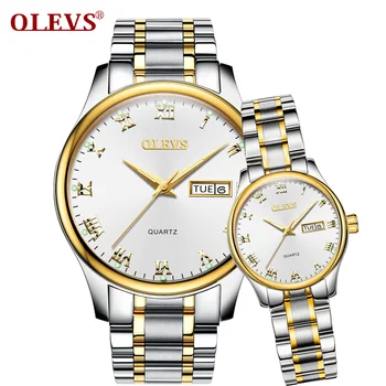 

OLEVS Couple Watches For Lover's Quartz Men Women Watch Luxury Top Brand Waterproof Watch Leather Fashion Drop Shipping 5568