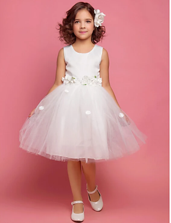 Fleur fille robes pour mariages filles fleur blanche fille robe pageant