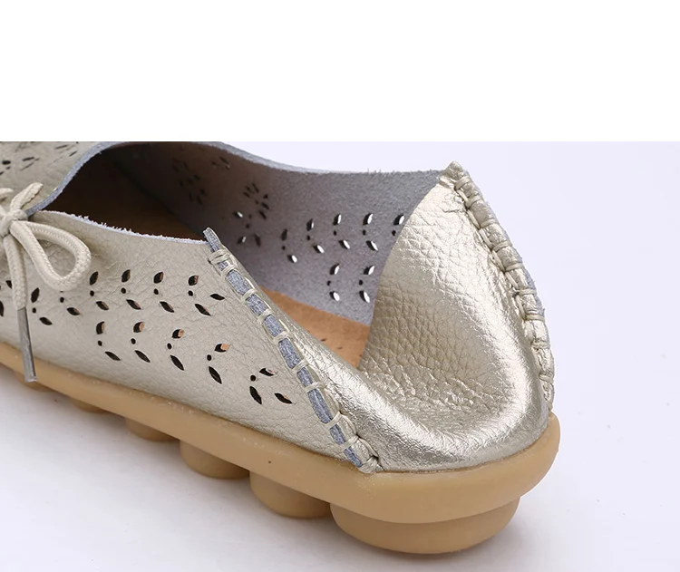 Big size 34-44 spring women flats shoes women genuine leather flats ladies shoes female cutout slip on ballet flat loafers