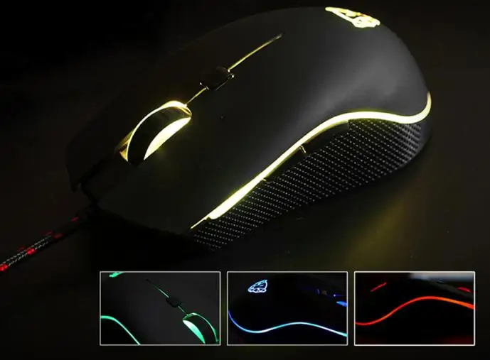 Проводная игровая мышь Motospeed V40 компьютерная 4000 DPI 6 кнопок дышащая светодиодная