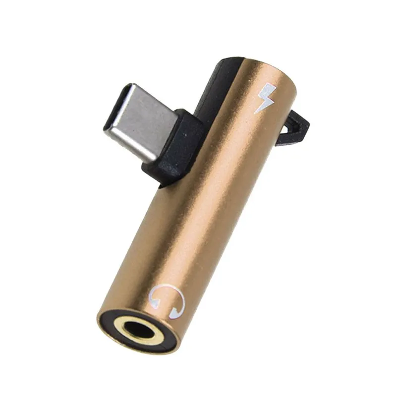Mini & Slim 2 In 1 Multifunctional Type-C Cable Adapter Charge And Headphone 3.5mm Head Aux Audio USB C Cable 40MAY1502