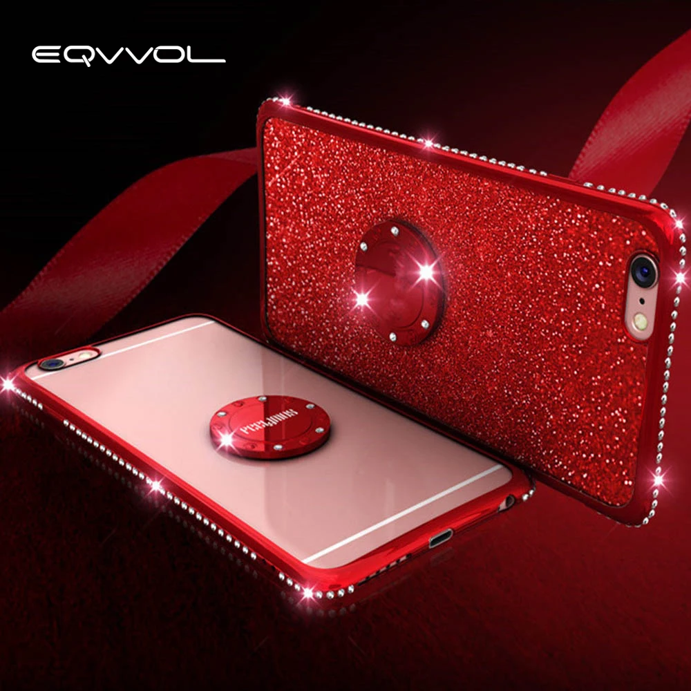 Eqvvol Glitter Magnet Phone Cases For IPhone X 8 7 Plus Stand Holder