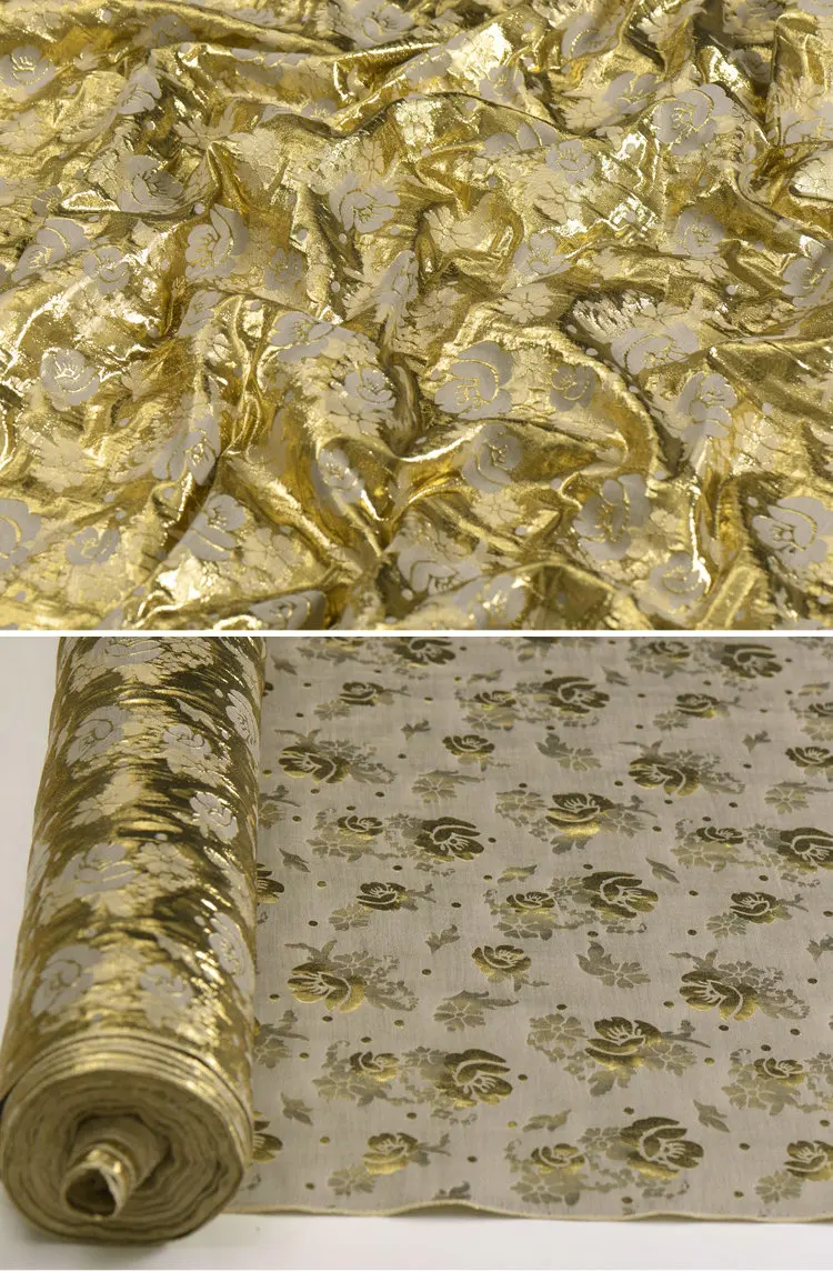 Тяжелая Золотая пряжа jacuqard шелковая хлопковая ткань