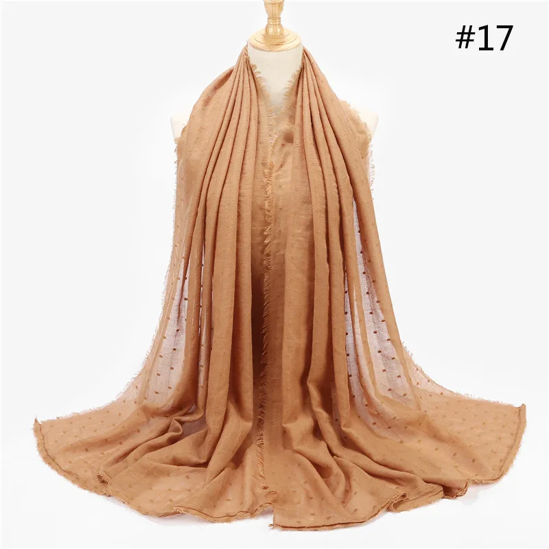 90*180 см мусульманский женский шаль Хиджаб шарф для женщин musulman Дамский хлопковый платок исламские шали и обертывания шарфы с кисточками - Цвет: 17
