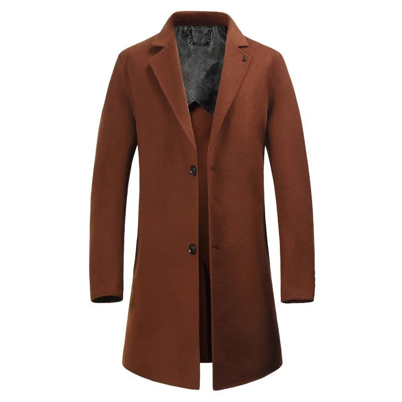 Размера плюс 8XL 7XL роскошное осеннее зимнее Новое мужское шерстяное пальто бизнес повседневное длинное толстое тонкое пальто куртка мужская брендовая одежда - Цвет: 1