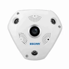 ESCAM QP180 960P Panoramic WiFi IP Camera 1.3MP HD Fisheye Home Security Camera with Two-way Audio, IR Night Vision