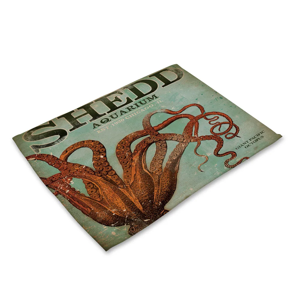 Fanximan 2/4/6pieces Set Kitchen Table Mats Linen Table Napkin Marine Sea Turtle Octopus Whale Pattern Decorative Placemats Sets Fanximan 2/4/6pieces Set Kitchen Table Mats Linen Table Napkin Marine Sea Turtle Octopus Whale Pattern Decorative Placemats Sets