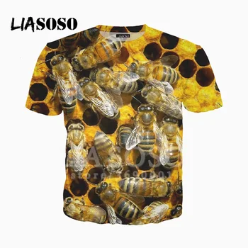 

LIASOSO 3D Print Women Men's Honey Bee Honeybee bumblebee Flowers Tshirt Summer T-shirt Casual O-neck Harajuku Tops X2385