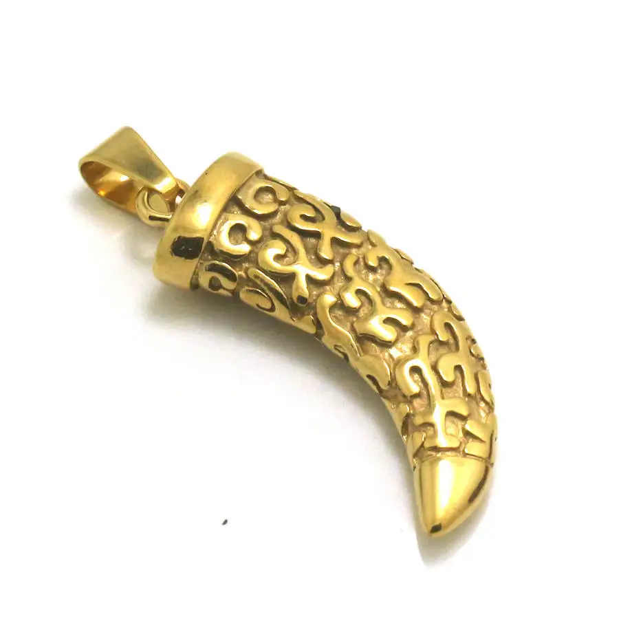 Мужская 316L нержавеющая сталь золотой горячий Бык Рог кулон