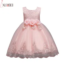Милые Платья с цветочным узором для девочек, кружевные платья года с аппликацией, пышные платья для девочек, платья для первого причастия, фатиновые Детские платья для выпускного вечера