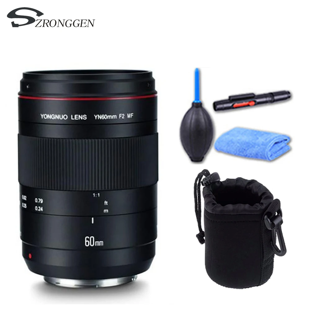 YONGNUO Macro Lens YN60mm F2 MF Aperture Shooting Lense with Focus Distance Indicator Camera