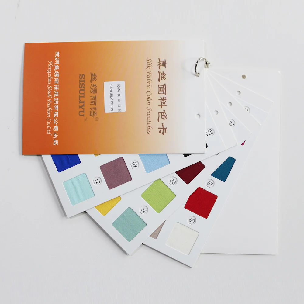 Шелковый цвет карты обновления 100% шелк сатин card 90Colors/шелк креп де Chine 60color/шелк