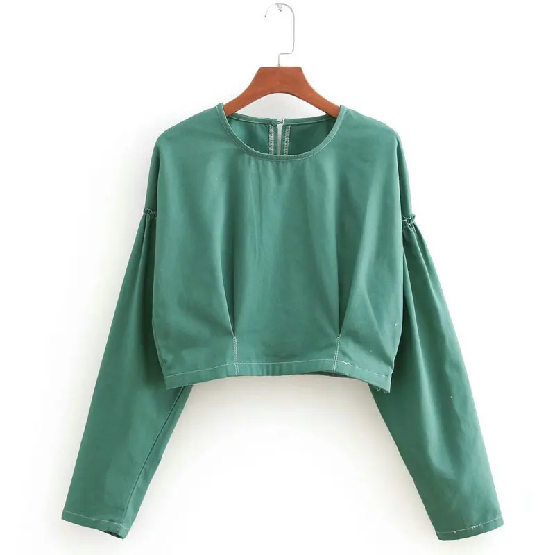 New Autumn Women Pleated Cotton Special Shirt Long Sleeve