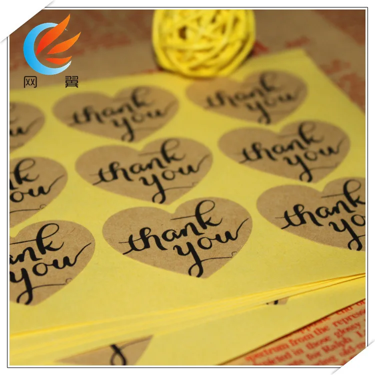 600 Винтаж крафт форме сердца "спасибо" подарок печать наклейки этикетки для ручной продукта вечере подарок мешок конфеты коробка