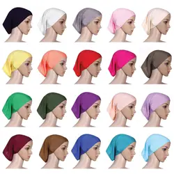 Хиджаб Femme Мусульманский Абая Turbante Underscarf тюрбан шаль Хлопок шапочки под хиджаб мусульманские мусульманский Внутренний платок 20 цветов