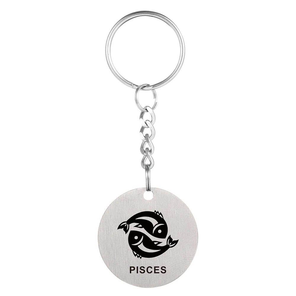 

12 Designs Stainless Steel Twelve Constellations Zodiac Sign Keychain Keychain
