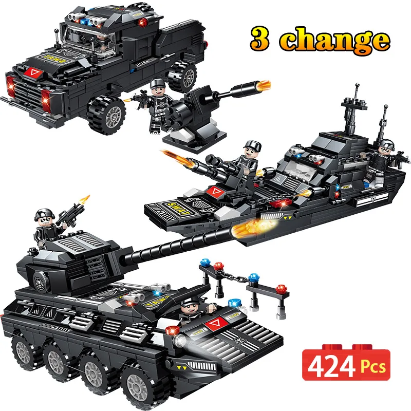 

3 Change Commandos Building Blocks Compatible LegoINGLY Swat Police City Police Figures Kits Education Bricks Toys For Children