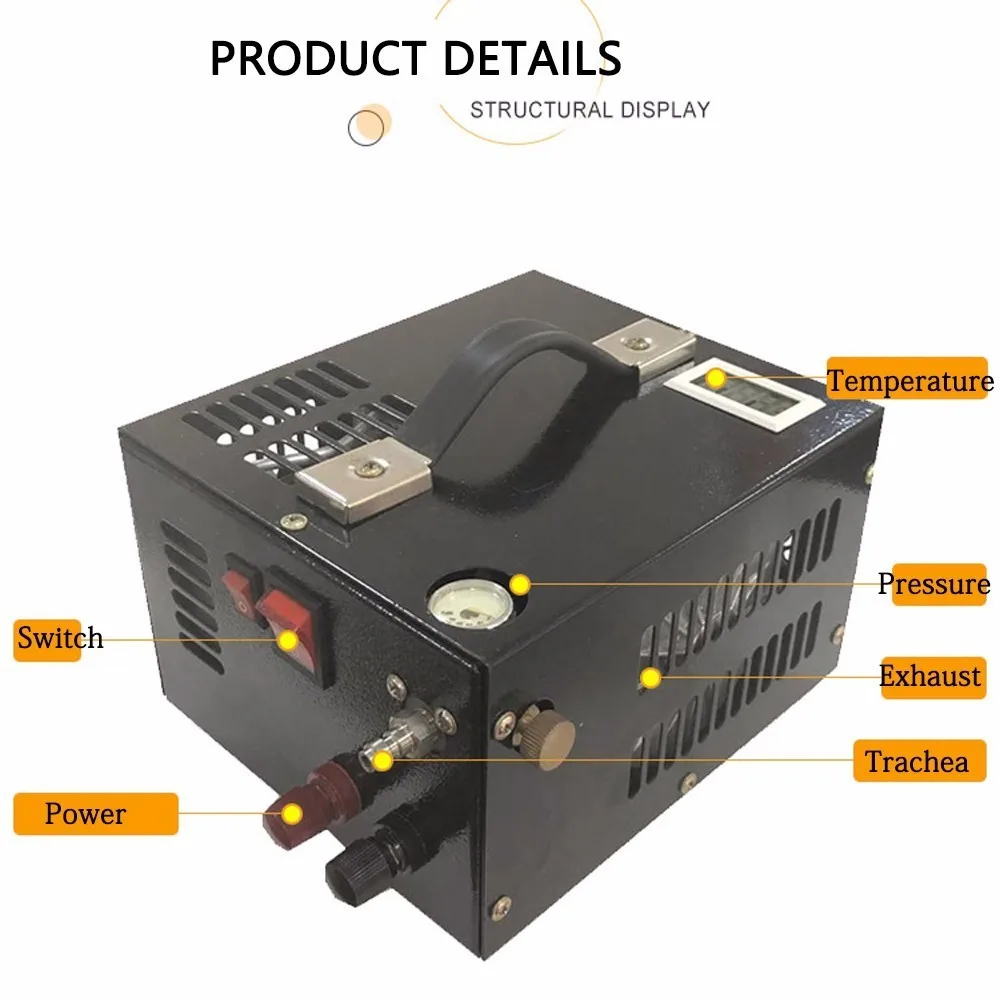 4500psi 300bar 30mpa 12v Pcp Air Compressor 12v Mini Pcp pump Including Transformer Vehicle High Pressure Air Compressor