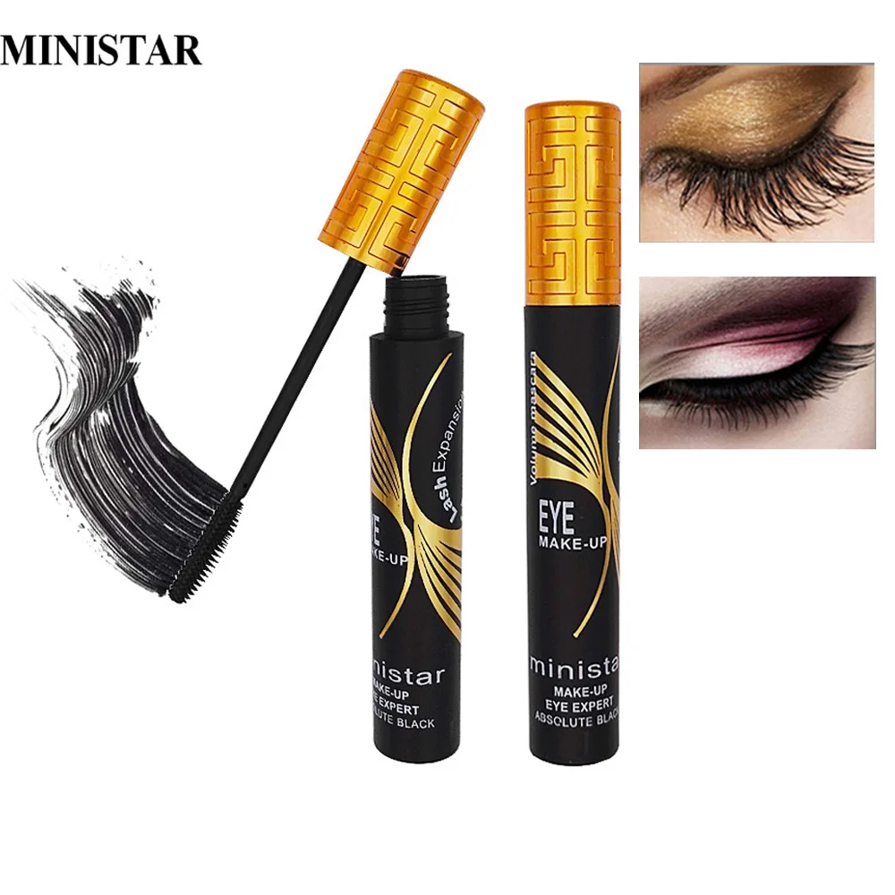 Ministar eye makeup black mascara with silicon brush waterproof long