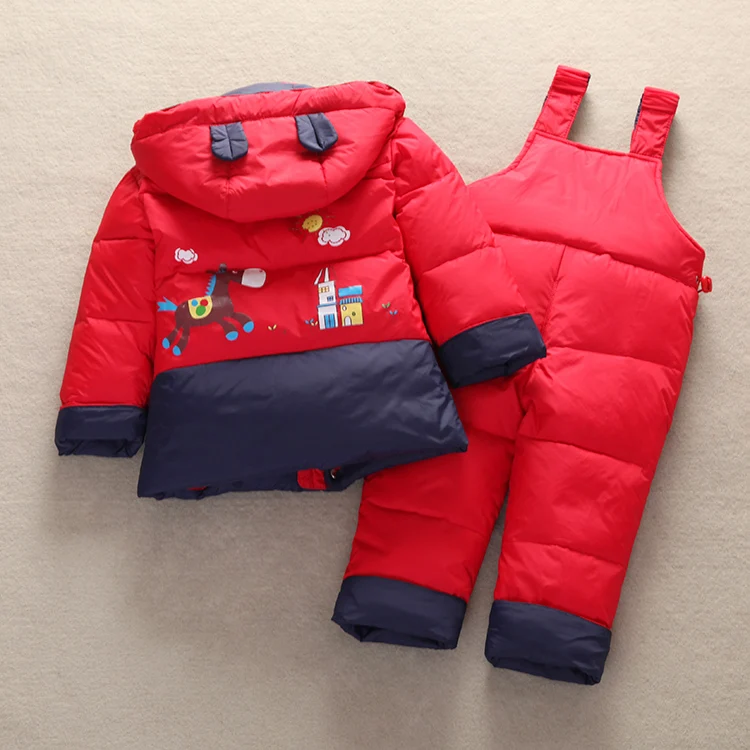 Русский зимние детские дети утка вниз из двух частей теплая куртка одежда для мальчиков куртка толстовки Верхняя одежда для девочек плащ куртка
