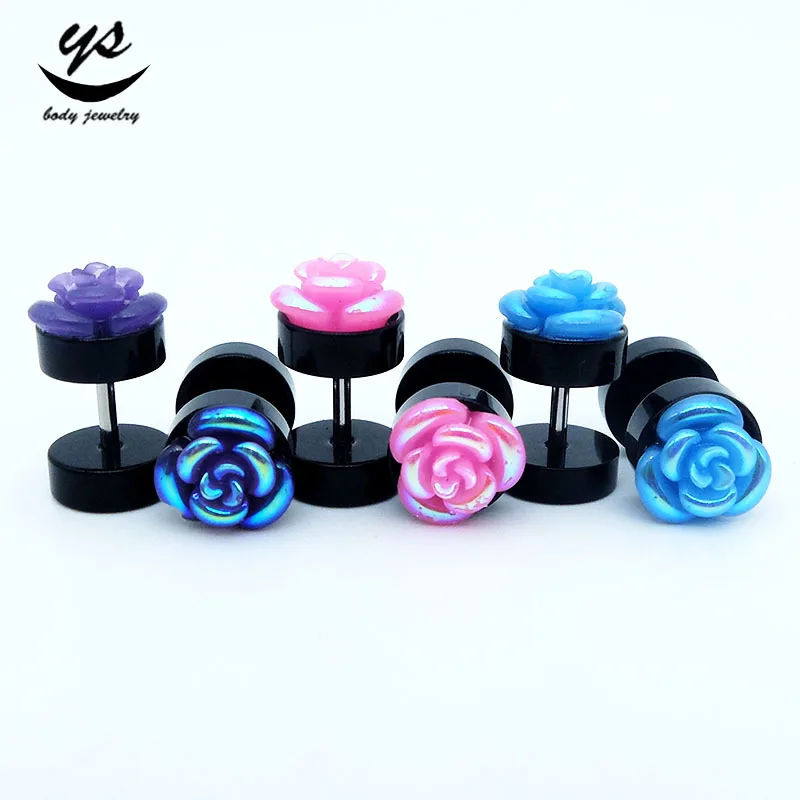 

Acrylic Earrings Rose Flower Earrings Plant Cute Pink Blue Purple Korean Fashion Stud Jewelry for Women Ladies Femme Party Gift