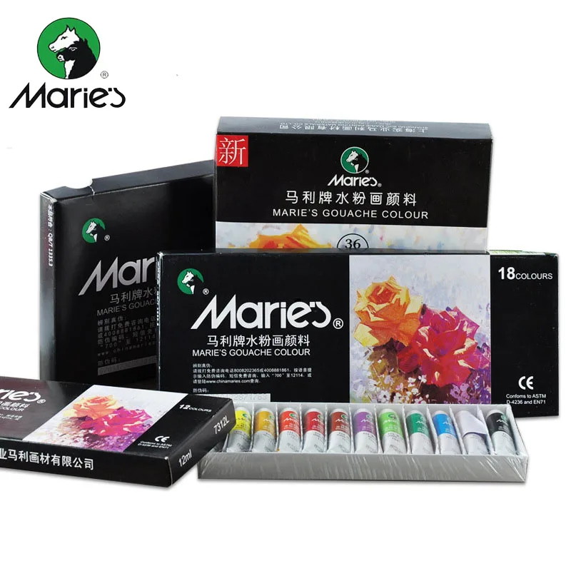 

18Colors 12ML Professinal Gouache Paint Set Water Color Watercolor Paint For Fabric Art Painting Drawing Tools Supplies