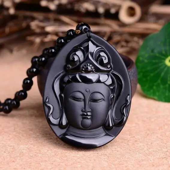 natural stone Quartz crystal Black Obsidian Buddha Lucky pendant for diy jewelry making necklace Accessories