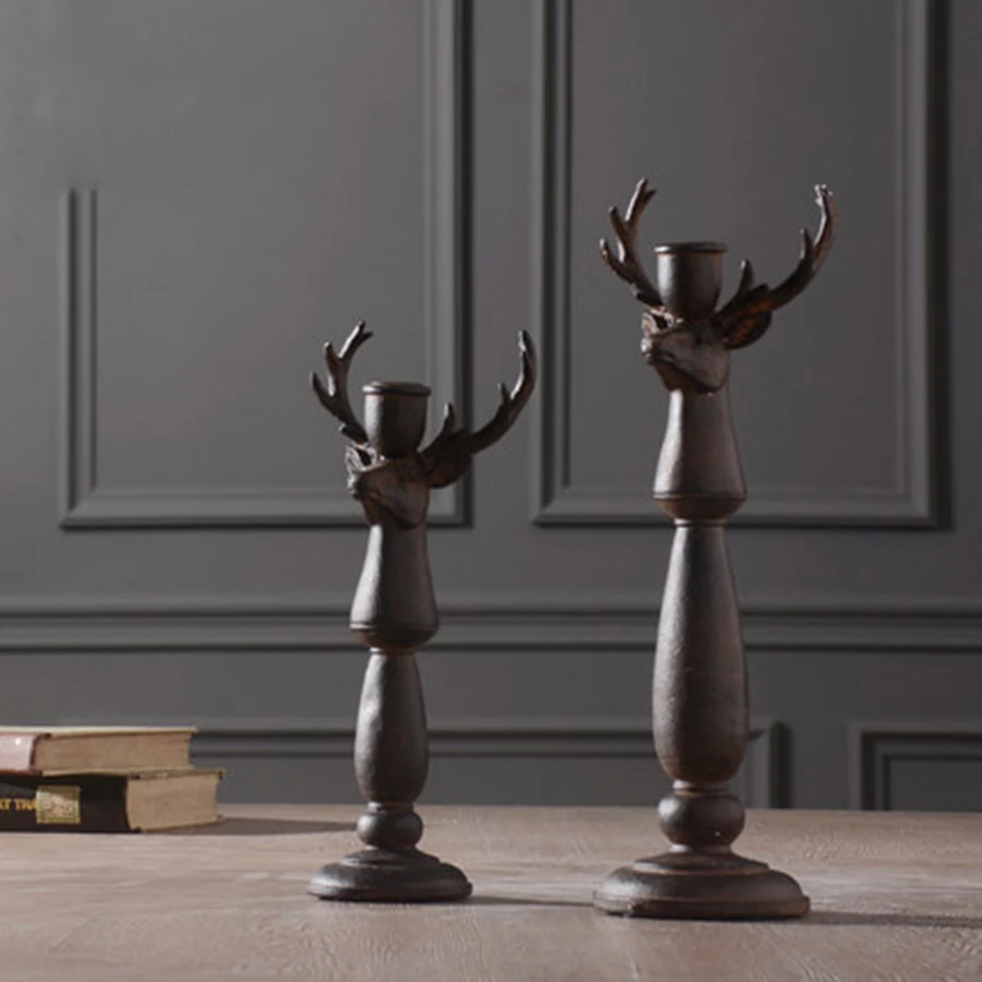 

Cafe Decoration Caffe Restaurant Deer Antlers Vintage Pillar Wedding Candle Holder Tea Bougeoir Mariage Chandelier Decor Home 62