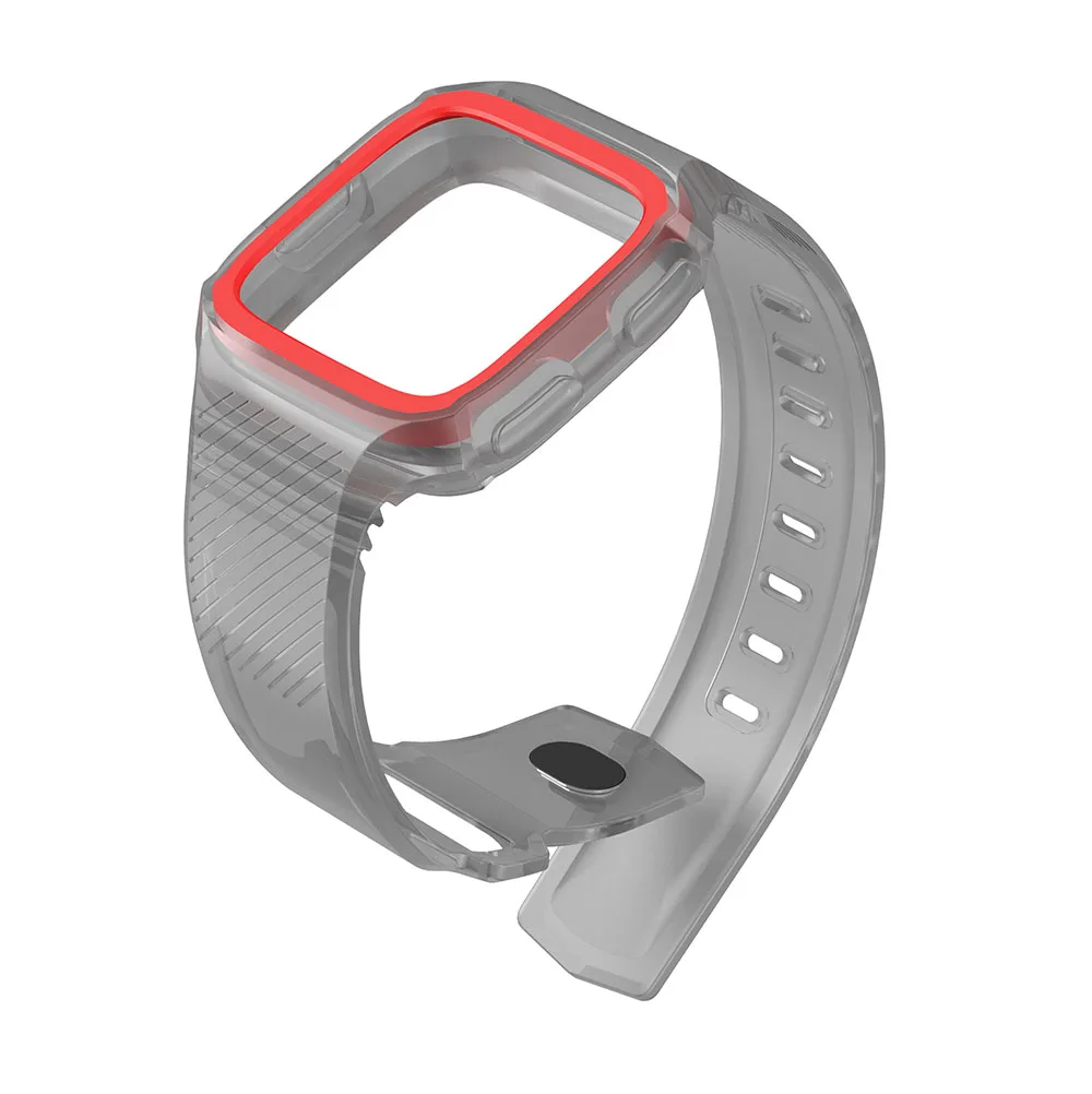 2 в 1 ТПУ Замена противоударный защитный браслет ремешок полосы браслет чехол для Fitbit Versa смарт-часы - Цвет: rosy