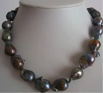 

shipping>>> >>>CLASSIC Big South sea black Weird Baroque Pearl NECKLACE 14KGP